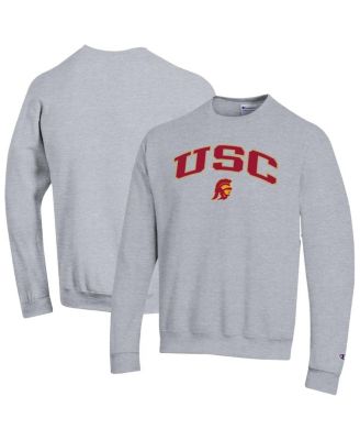 Champion - Men's Heather Gray USC Trojans Arch Over Logo Pullover Sweatshirt