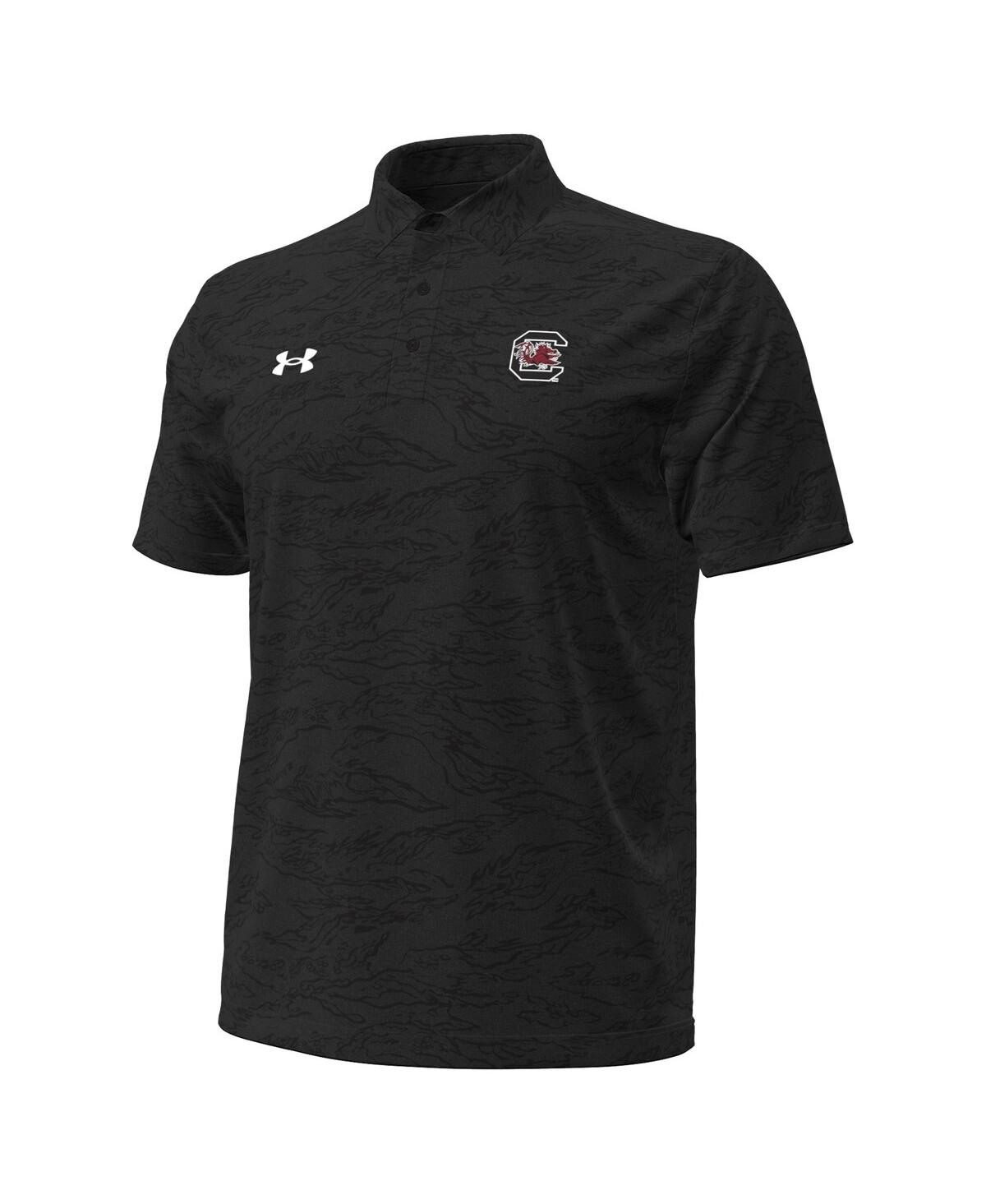 Under Armour Men's Black South Carolina Gamecocks Drive Camo Jacquard Polo Shirt In Black