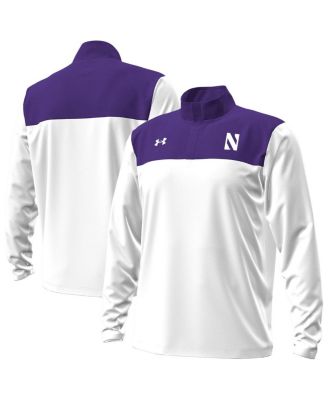 Under Armour - Men's White/Purple Northwestern Wildcats Green Blocked Quarter-Zip Pullover Hoodie