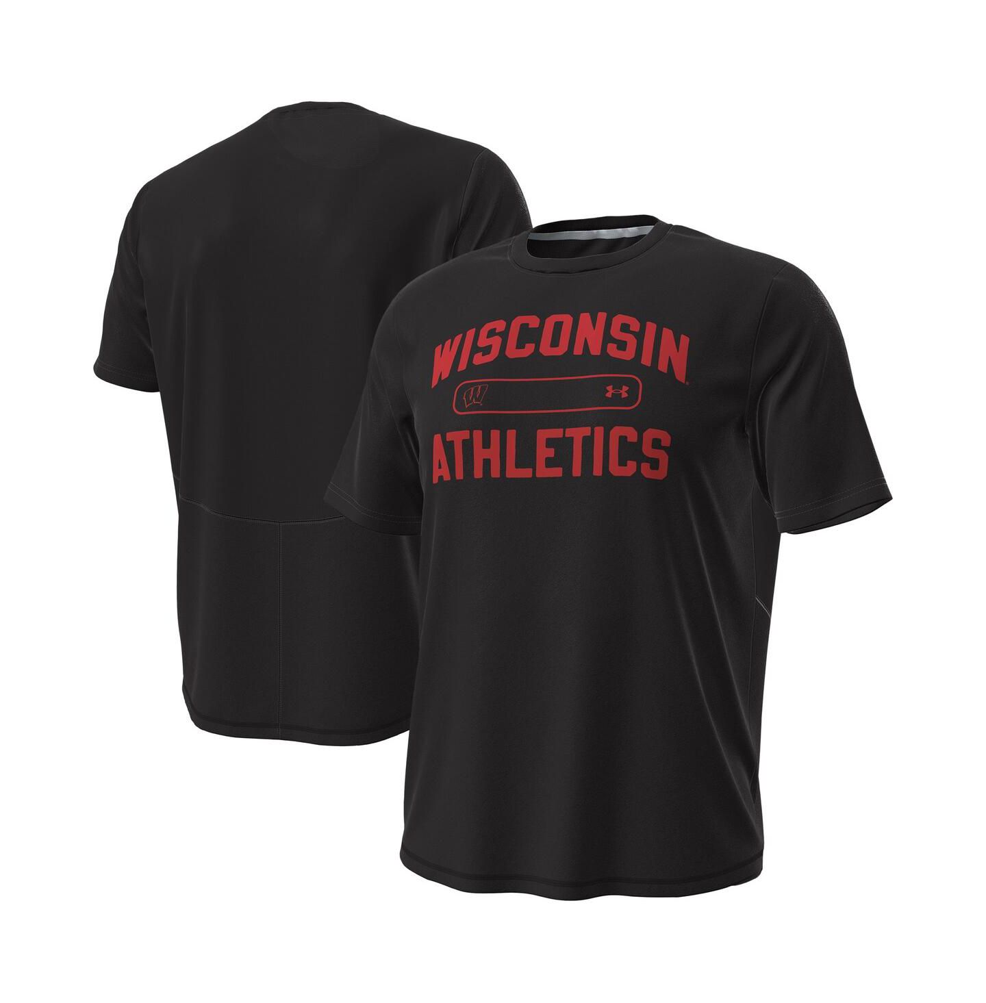 Мужская футболка Under Armour Black Wisconsin Badgers Sideline Knockout — фото 1