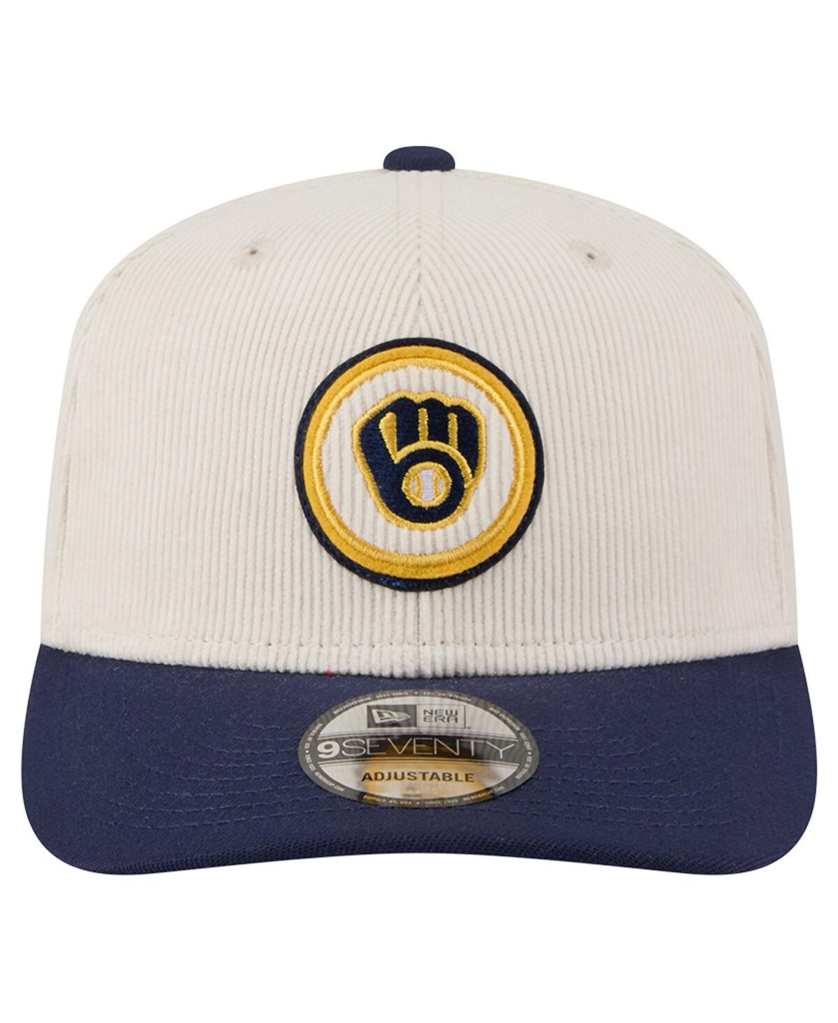 New Era Men's Cream/navy Milwaukee Brewers Loyal 9seventy Adjustable Hat In Neutral