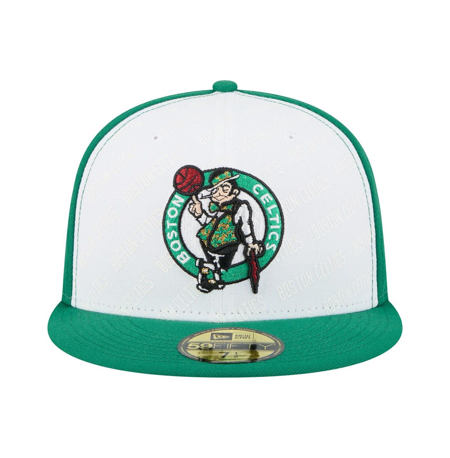 Мужская кепка New Era White/Kelly Green Boston Celtics Repeat 59Fifty Fitted Hat — фото 4