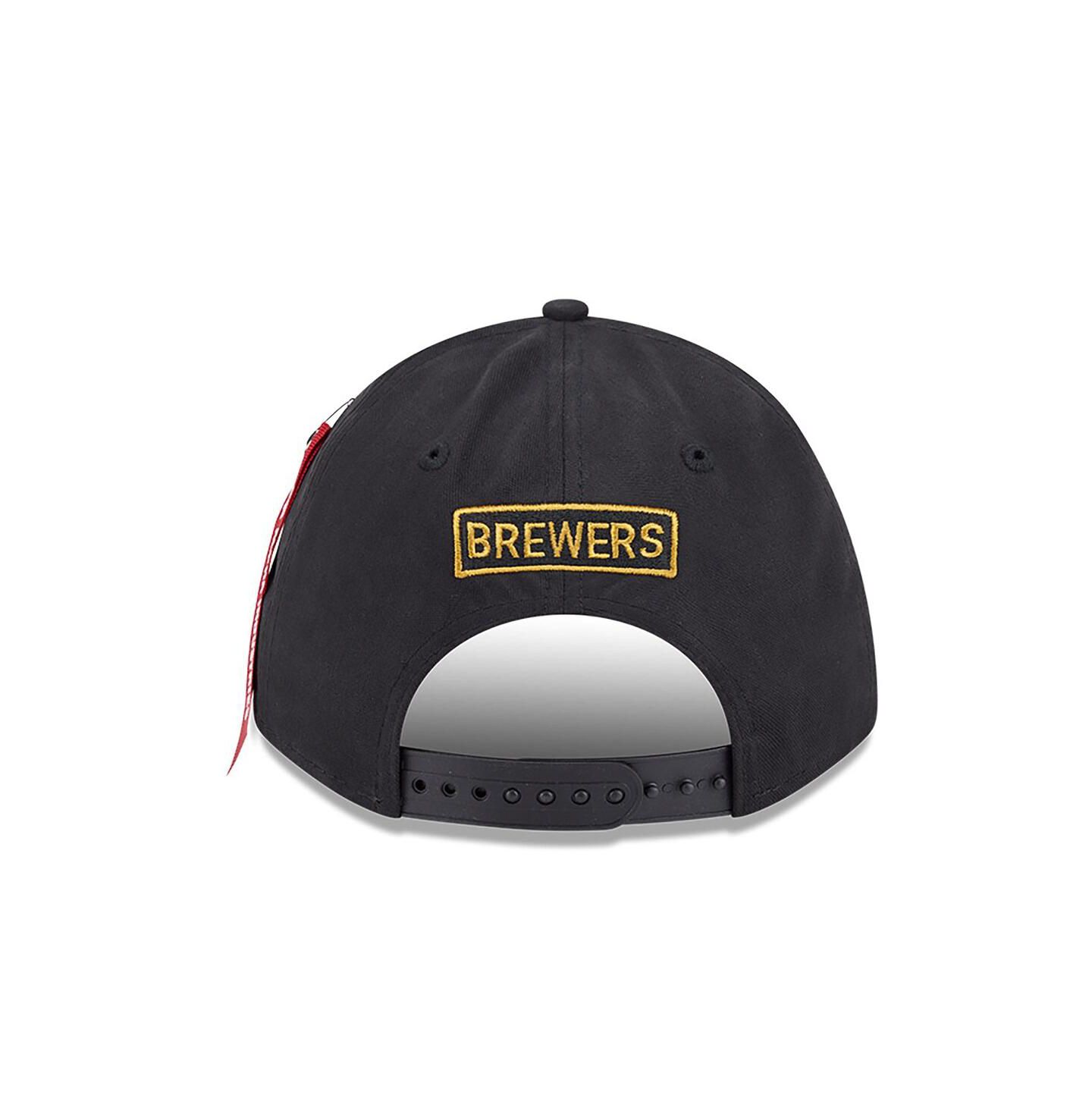 Мужская кепка New Era Black Milwaukee Brewers A-Frame 9FORTY Adjustable Hat — фото 3