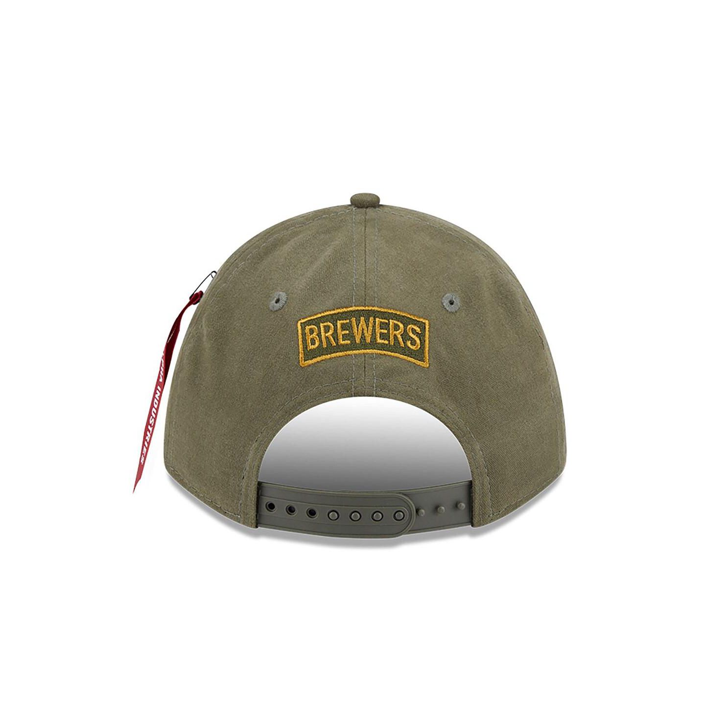 Мужская кепка New Era Olive Milwaukee Brewers A-Frame 9FORTY Adjustable Hat — фото 4