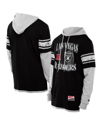 New Era - Men's Black Las Vegas Raiders Twofer Layered Long Sleeve Hoodie T-Shirt