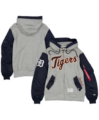 New Era - Men's Heather Gray/Navy Detroit Tigers Full-Zip Hoodie Jacket