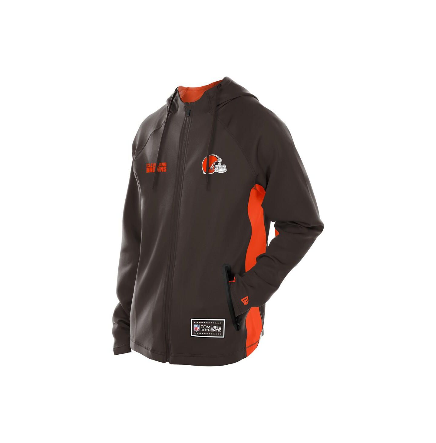 Мужское худи New Era Brown Cleveland Browns Combine Authentic Raglan Scuba Full-Zip — фото 3