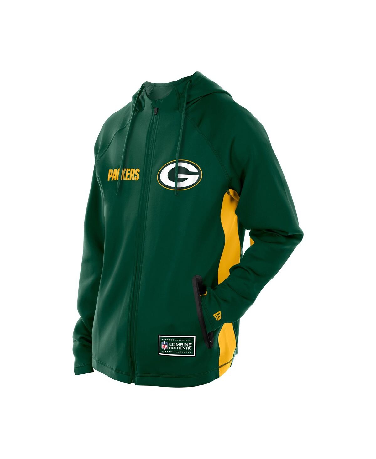New Era Men's Green Bay Packers Combine Authentic Raglan Scuba Full-zip Hoodie In Green