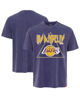 Sportiqe - Men's Purple Los Angeles Lakers Distressed Rock Roll Collection Angus Premium Mineral Wash T-Shirt