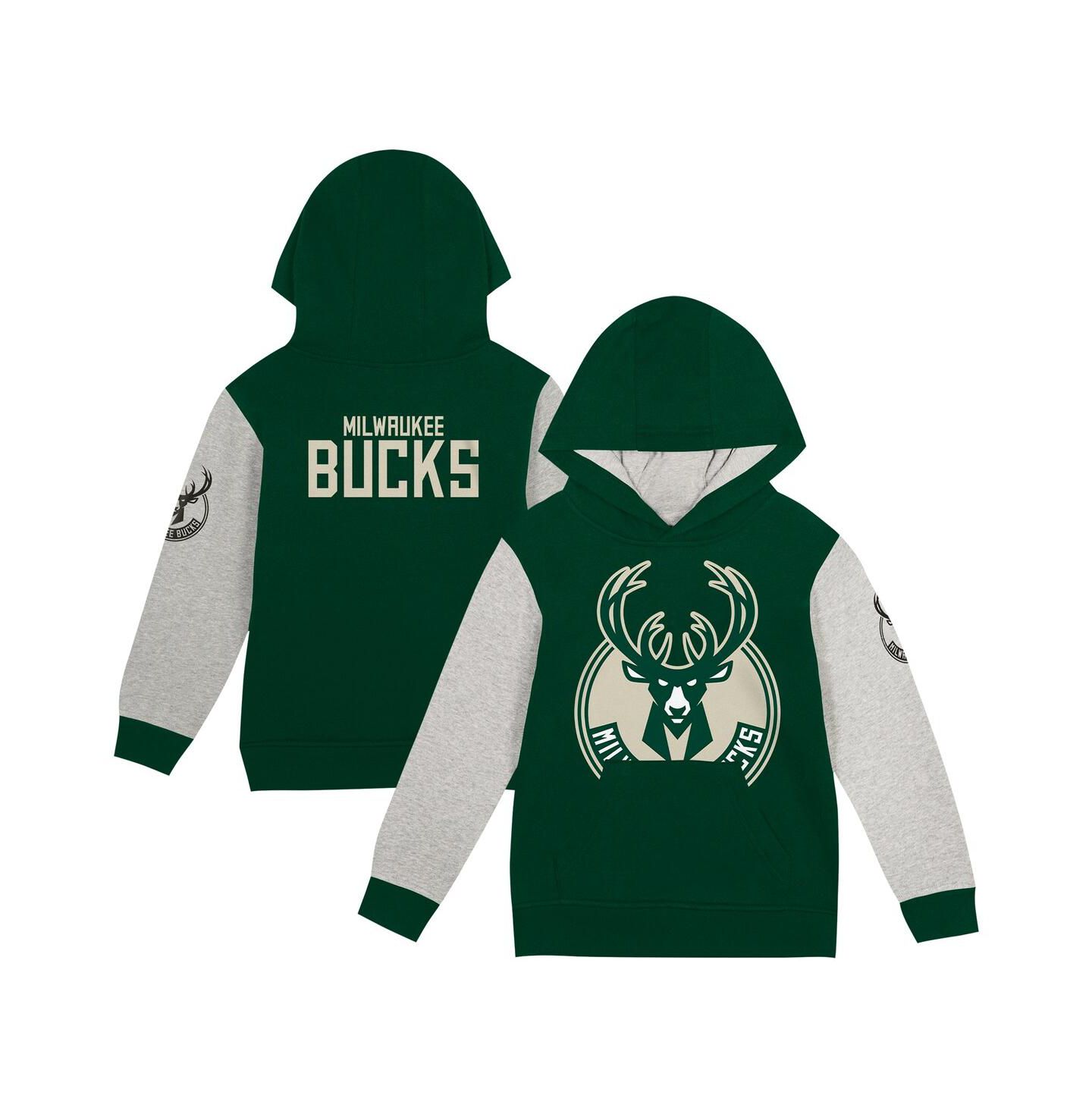 Худи Outerstuff Hunter Green Milwaukee Bucks Fair Catch Fleece Pullover для мальчиков-малышей — фото 1