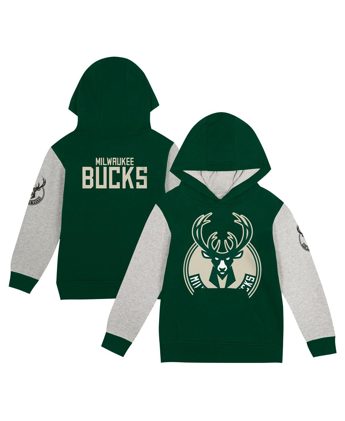 Outerstuff Toddler Hunter Green Milwaukee Bucks Fair Catchâ Fleece Pullover Hoodie In Green
