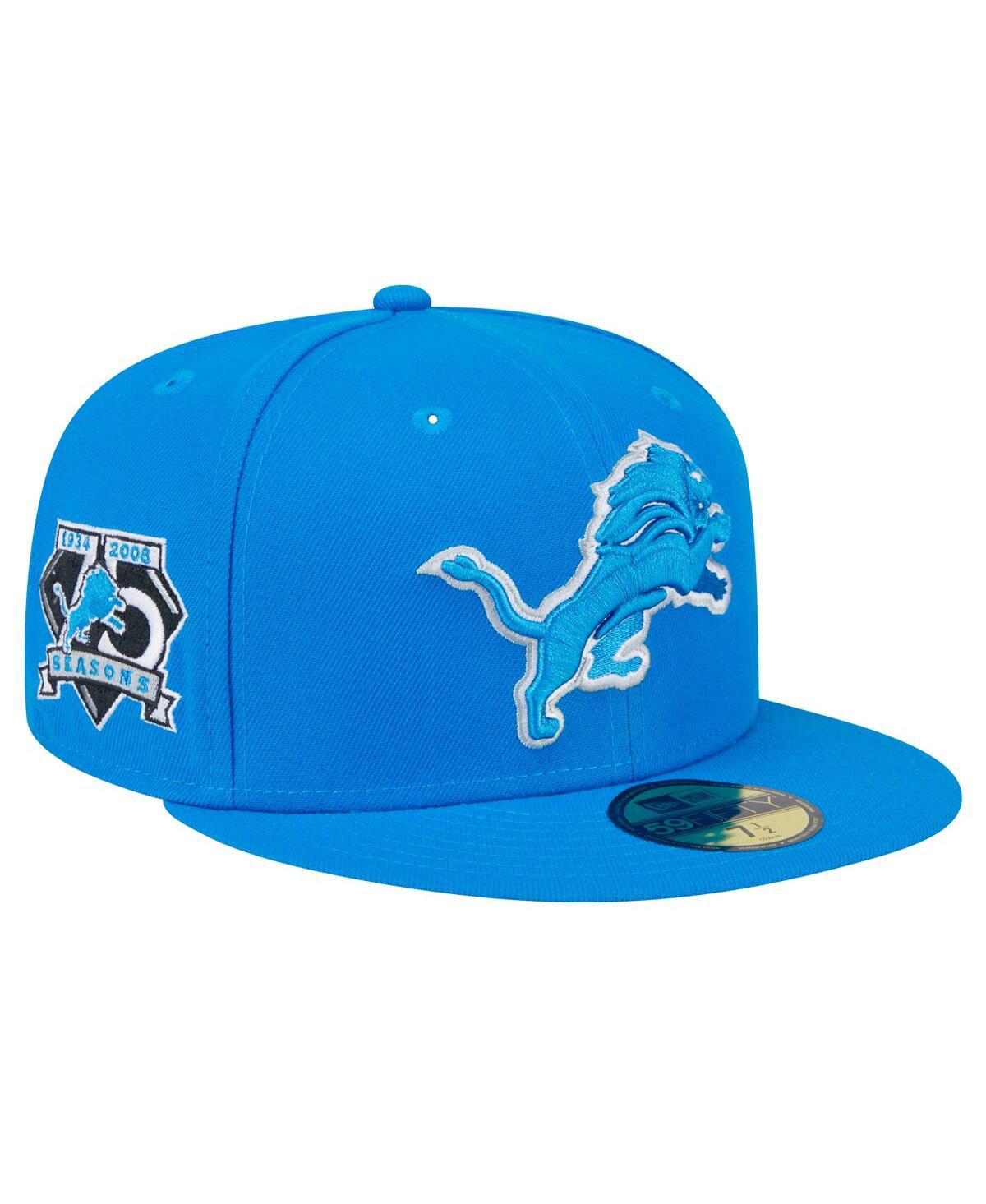 Мужская синяя приталенная шляпа Detroit Lions с основной боковой нашивкой 59FIFTY