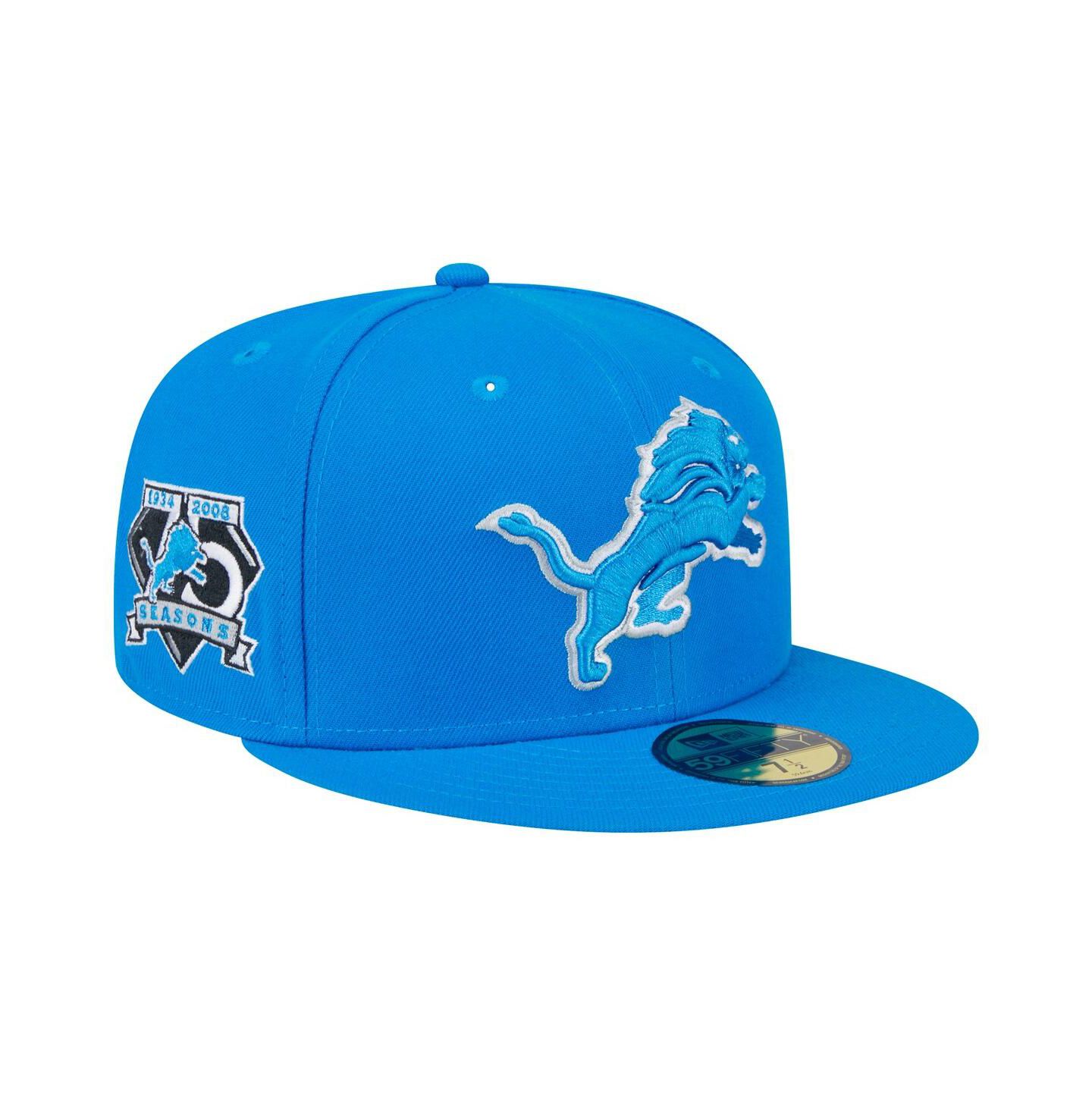 Мужская кепка New Era Blue Detroit Lions Main Side Patch 59FIFTY Fitted Hat — фото 1