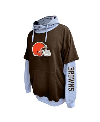 Men's Brown/Heather Gray Cleveland Browns Big Tall Twofer Pullover Hoodie