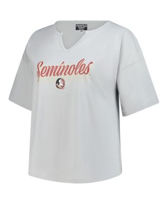 Women's Gray Florida State Seminoles Plus Size Winning Gear Notch Neck T-Shirt