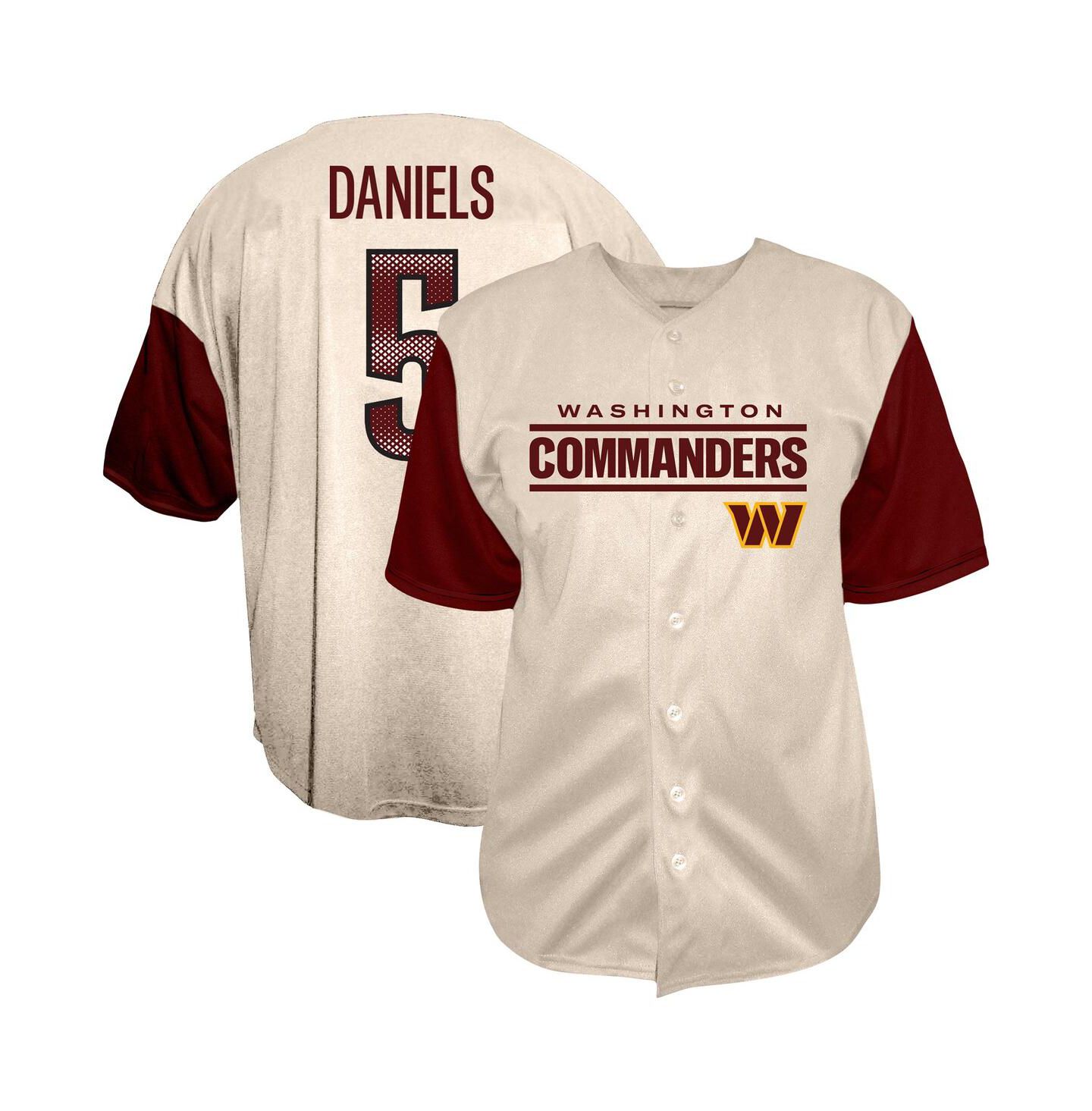 Мужская рубашка Fanatics Jayden Daniels Cream Washington Commanders Big & Tall Baseball Button-Up — фото 1