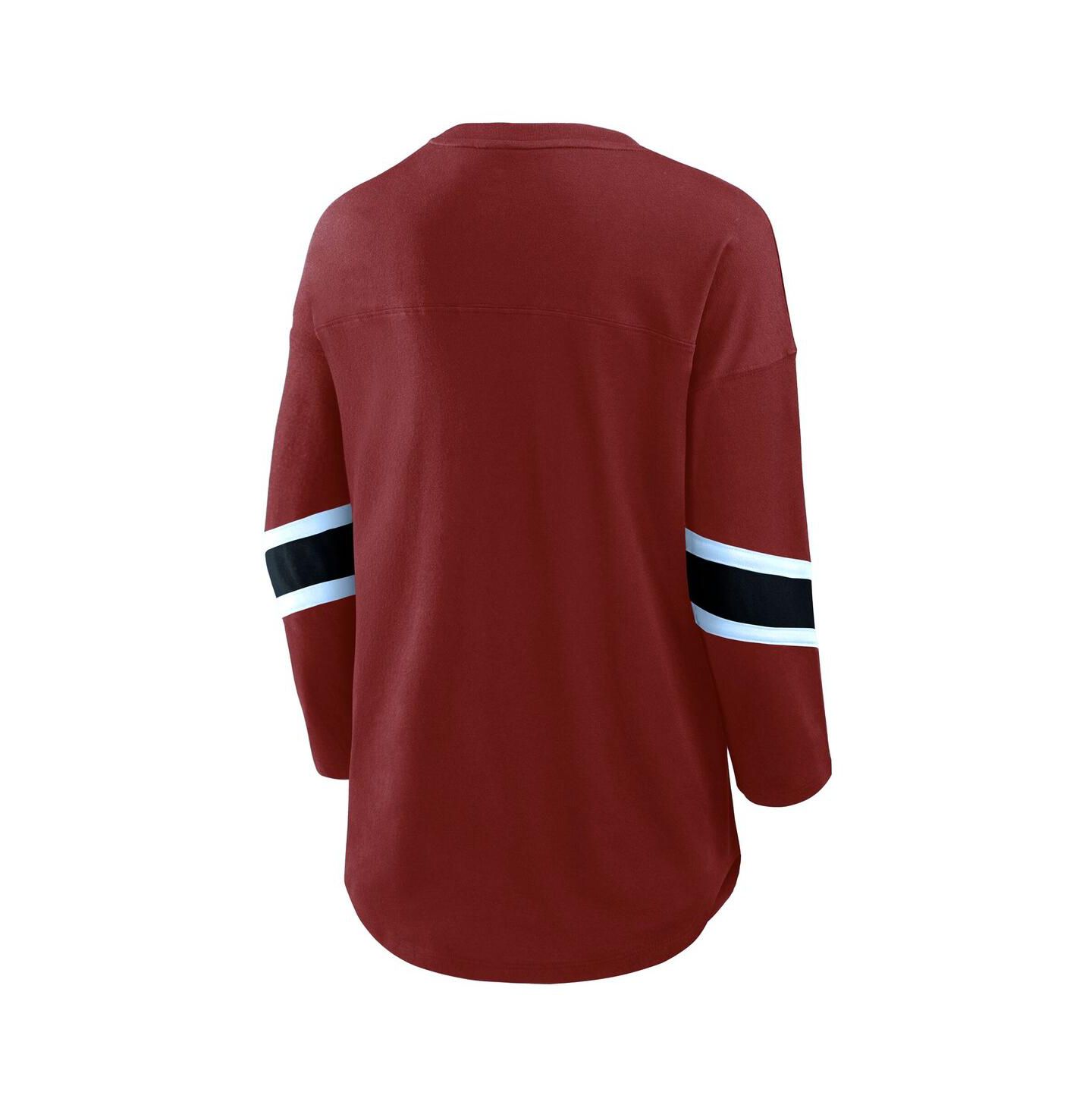 Женская футболка Fanatics Burgundy Washington Commanders Plus Size Redzone 3/4-Sleeve Scoop Neck — фото 2