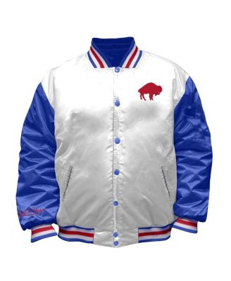 Women's White Buffalo Bills Throwback Plus Size Full-Snap Satin Jacket