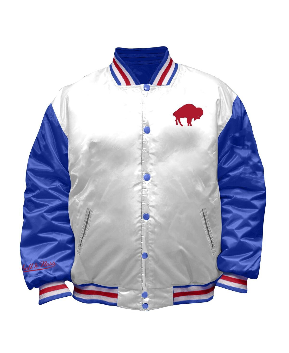 Mitchell & Ness White Buffalo Bills Throwback Plus Size Full-snap Satin Jacket In White