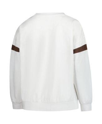 Women's&nbsp;White Cleveland Browns Plus Size Fleece Pullover Sweatshirt