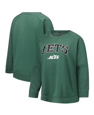 Profile - Women's Heather Green New York Jets Plus Size Acid Wash Raglan Sweatshirt