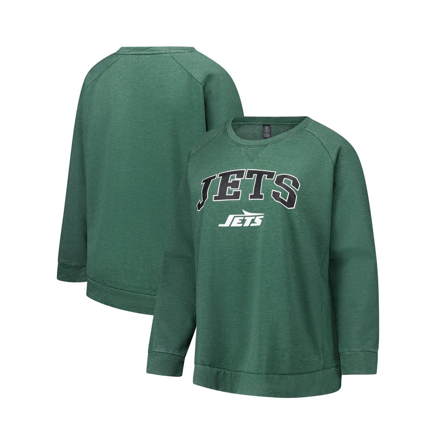 Женская толстовка Profile Heather Green New York Jets Plus Size Acid Wash Raglan — фото 1