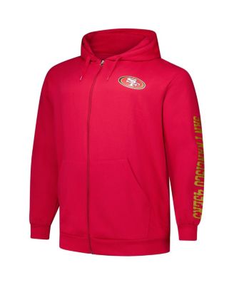 Men's Scarlet San Francisco 49ers Big Tall Sleeve Hit Full-Zip Hoodie