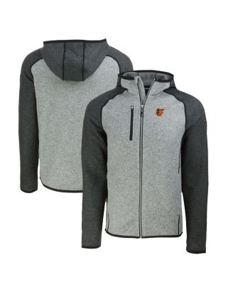 Cutter & Buck - Men's Heather Charcoal/Heather Gray Baltimore Orioles Mainsail Full-Zip Hooded Jacket