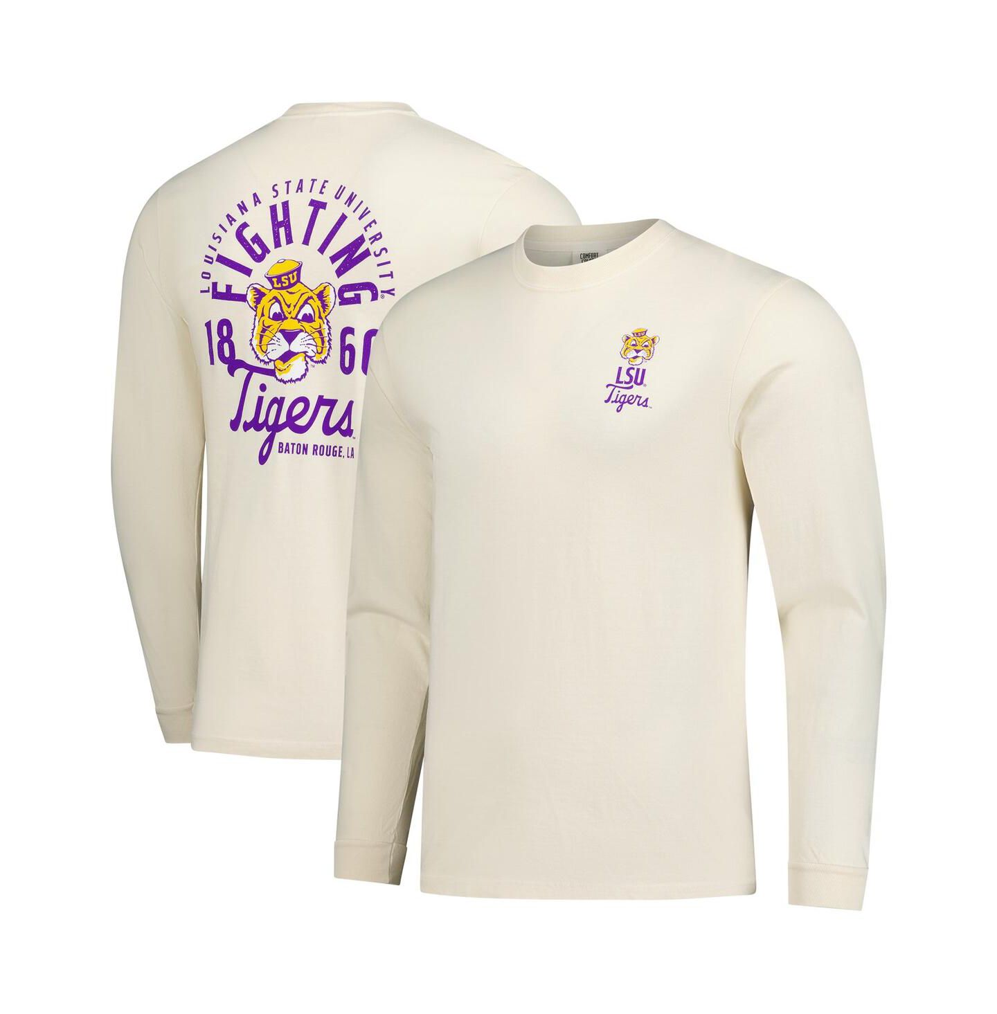 Мужская футболка Image One Natural LSU Tigers Comfort Colors Mascot Overlay Long Sleeve — фото 1