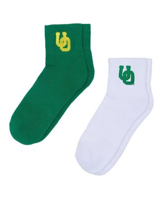 ZooZatz - Women's 2-Pack White/Green Oregon Ducks Quarter-Length Socks