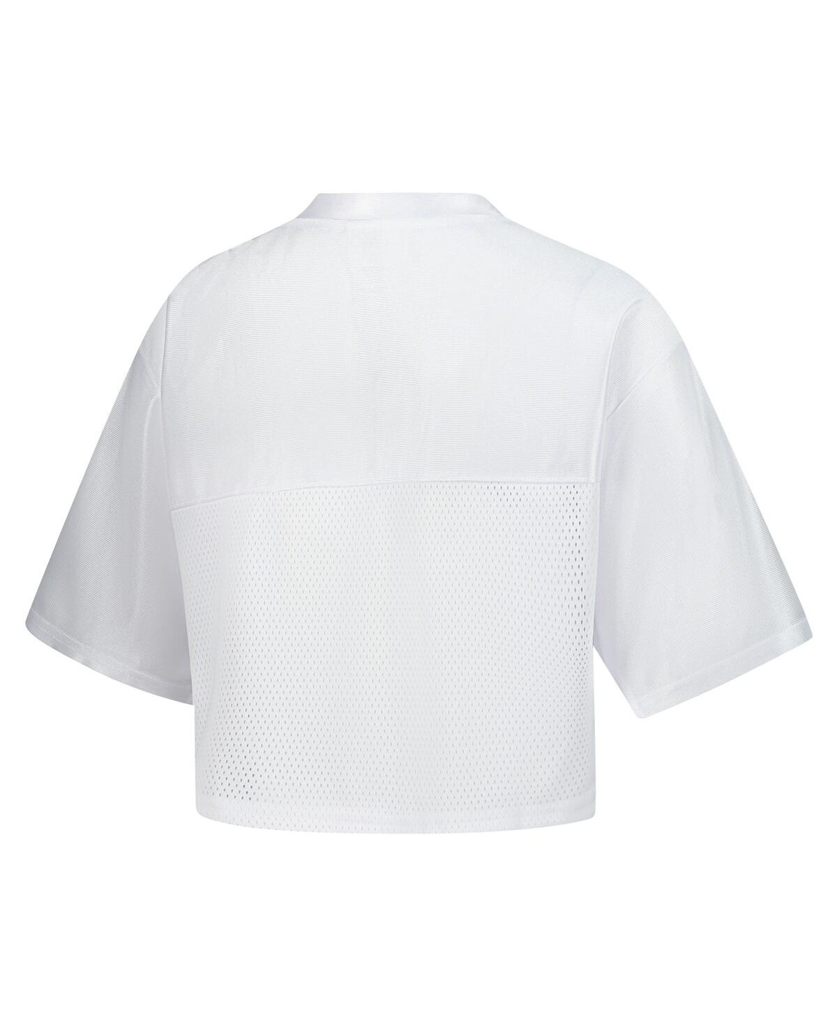 Zoozatz White Ohio State Buckeyes Mesh Cropped V-neck T-shirt In White