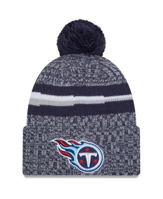 New Era - Big Boys and Girls Navy Tennessee Titans 2023 Sideline Cuffed Pom with Knit Hat