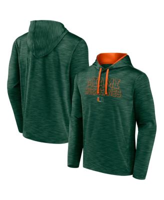 Fanatics - Men's Green Miami Hurricanes Athlete Poly Fleece Pullover Hoodie