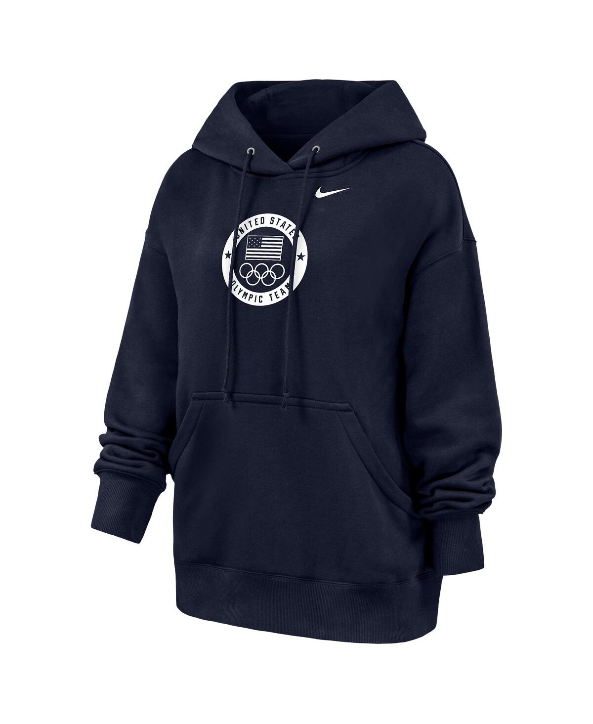 Nike Women's Navy Team Usa Oversized Phoenix Fleece Hoodie In Animal Print