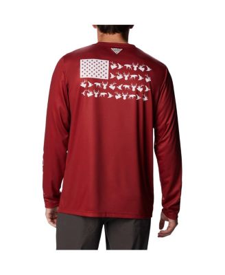 Men's Crimson Oklahoma Sooners Terminal Tackle Omni-Shade Raglan Long Sleeve T-Shirt
