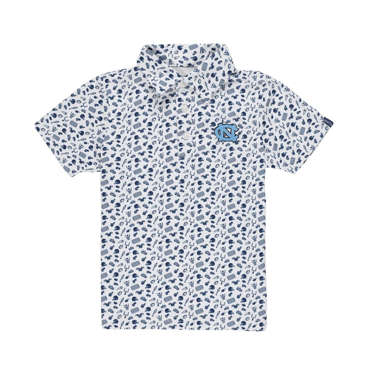 Рубашки Garb Navy North Carolina Tar Heels Tom Allover Print Performance Polo для мальчиков-малышей — фото 1
