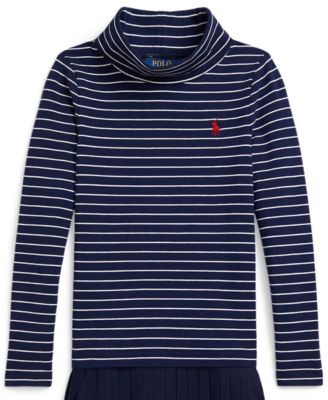 Girls' 2T-6X Striped Stretch Turtleneck Dress