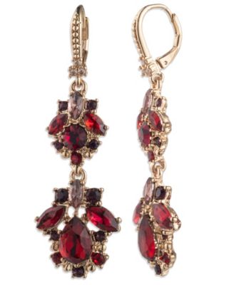 Glass & Epoxy Stone Gold-Tone Double Drop Earrings