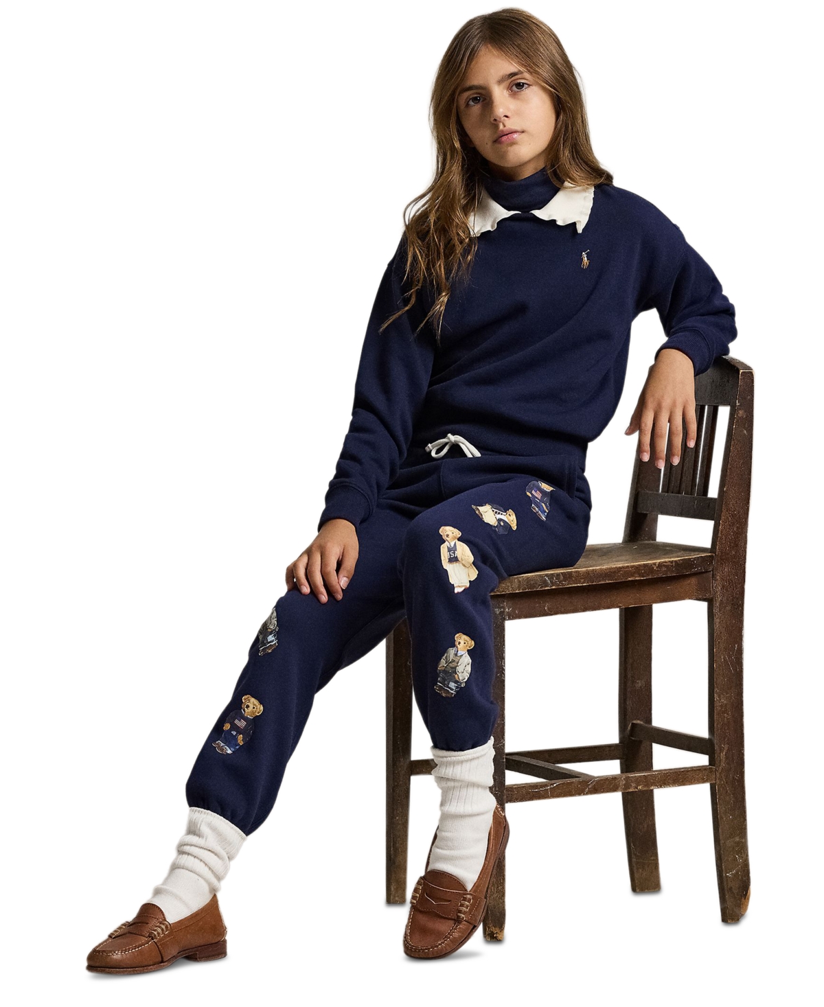 Polo Ralph Lauren Girls 7-16 Collar Long Sleeve Sweatshirt