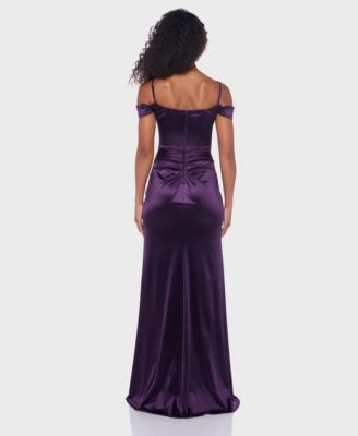 Juniors' Cowl-Neck High-Slit Corset Gown, Created for Macy's