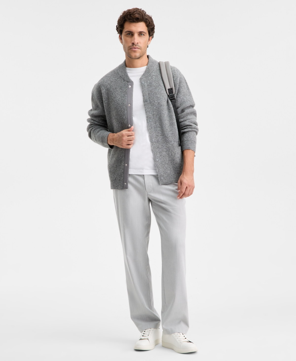 Alfani Men's Elevated Sweater Bomber, Macy's Exclusive In Gray