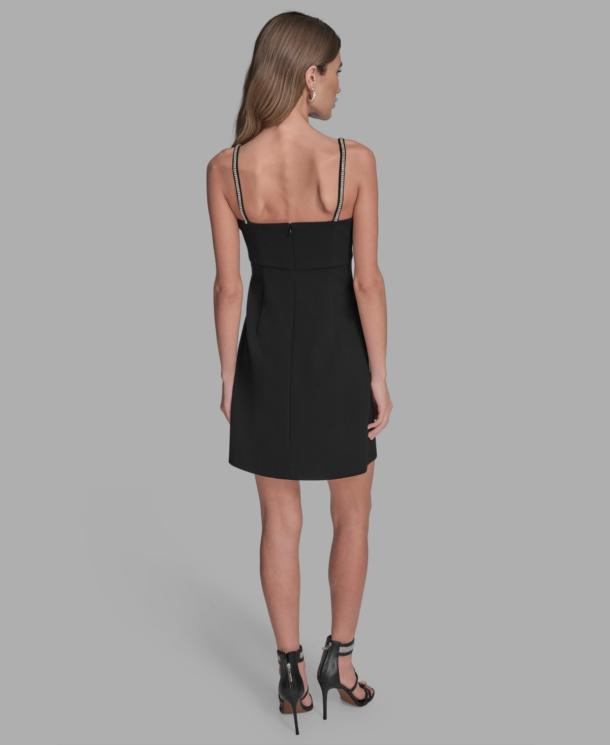 Bcbg Women's Rhinestone Trim Mini Dress In Black