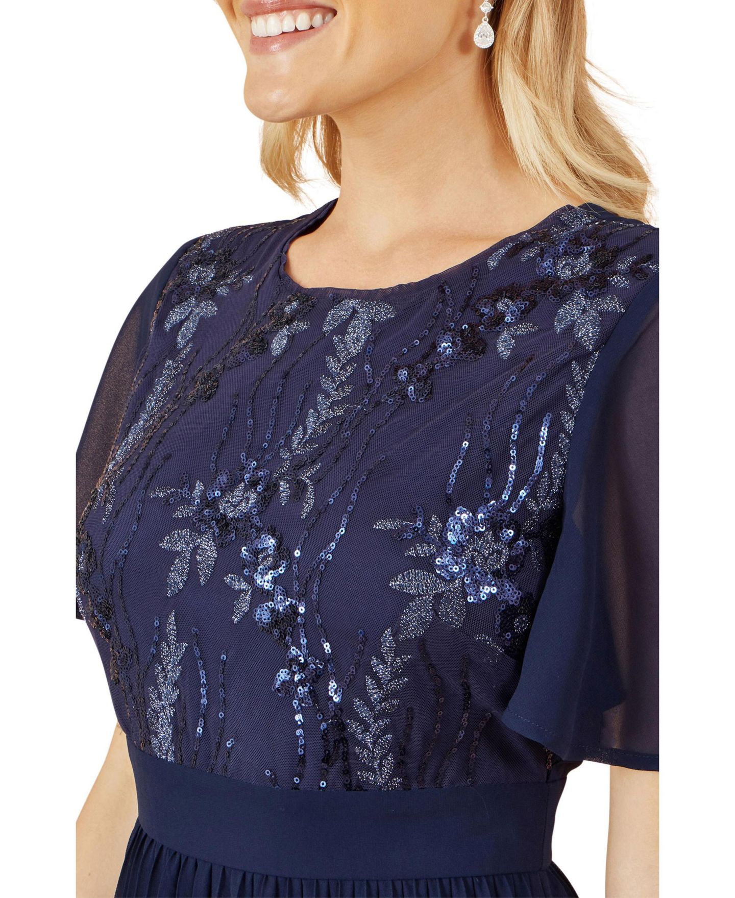Женское платье Yumi Sequin Embellished Pleated Midi, цвет: Тёмно-синий — фото 7