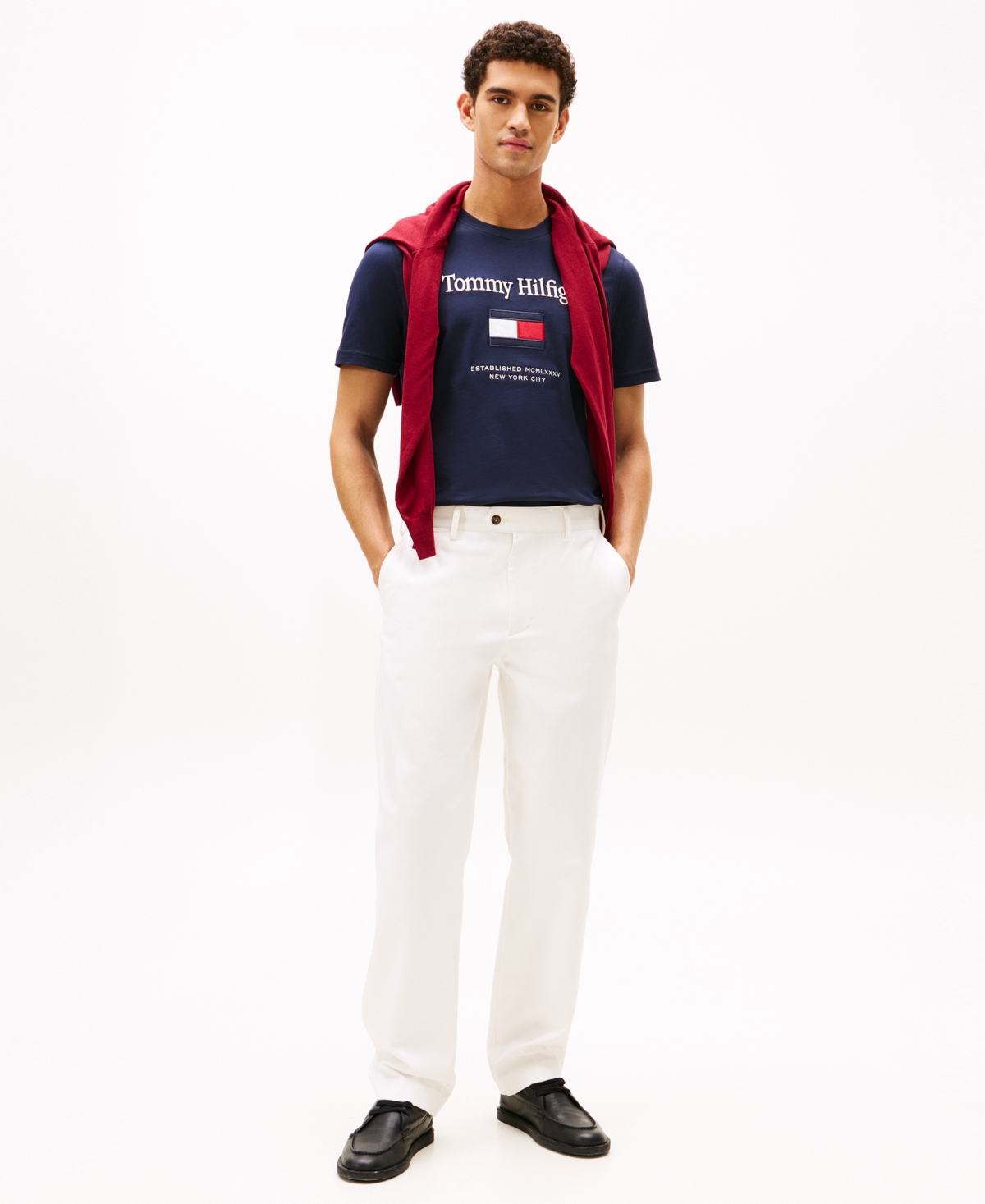 Tommy Hilfiger Men's Logo Embordered Flag T-Shirt
