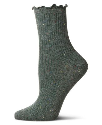 Women's Vintage Ribbed Multi-Flecked Lettuce Edge Crew Sock
