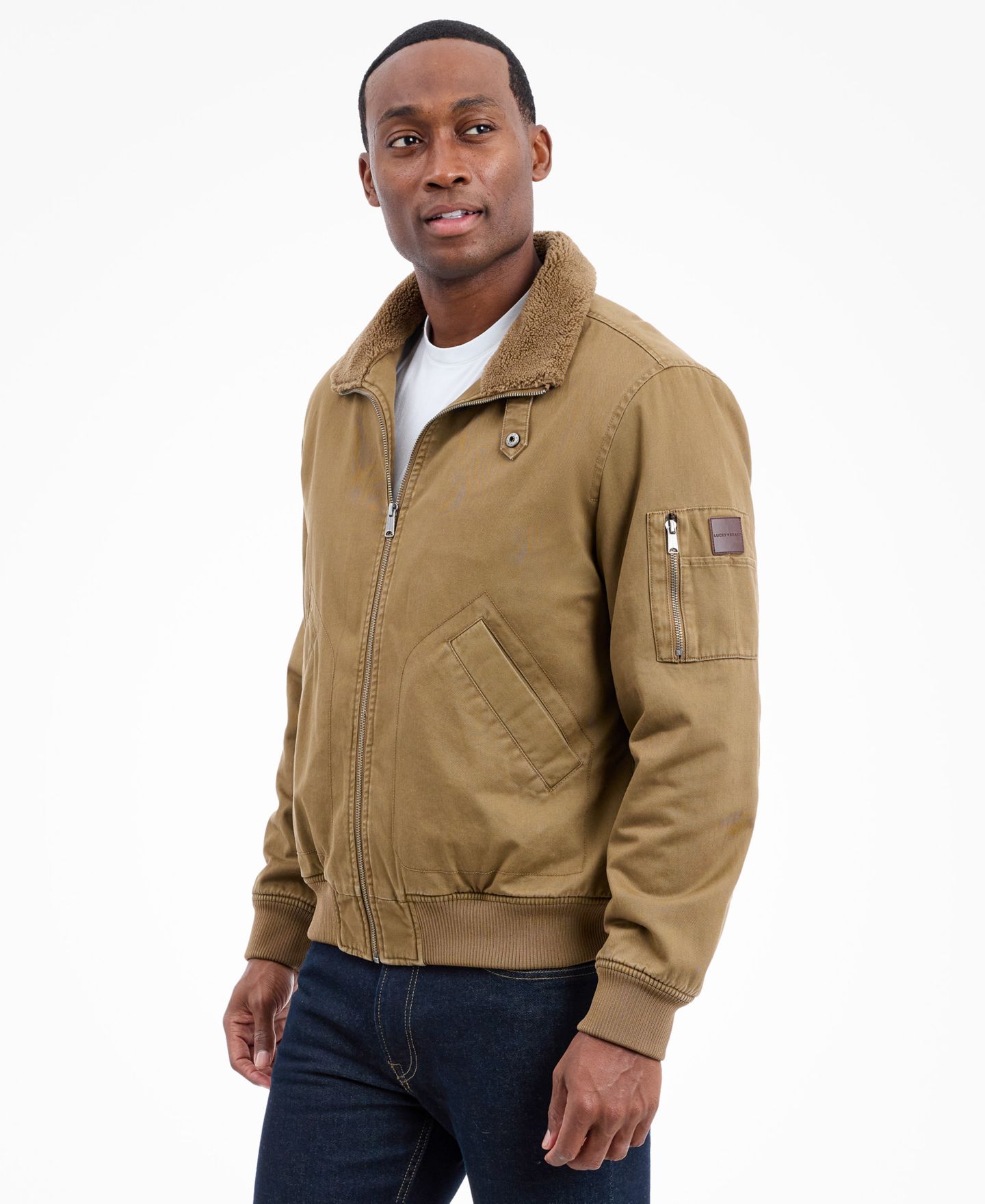 Мужская куртка Lucky Brand Sherpa Collar Flight, цвет: Хаки — фото 4