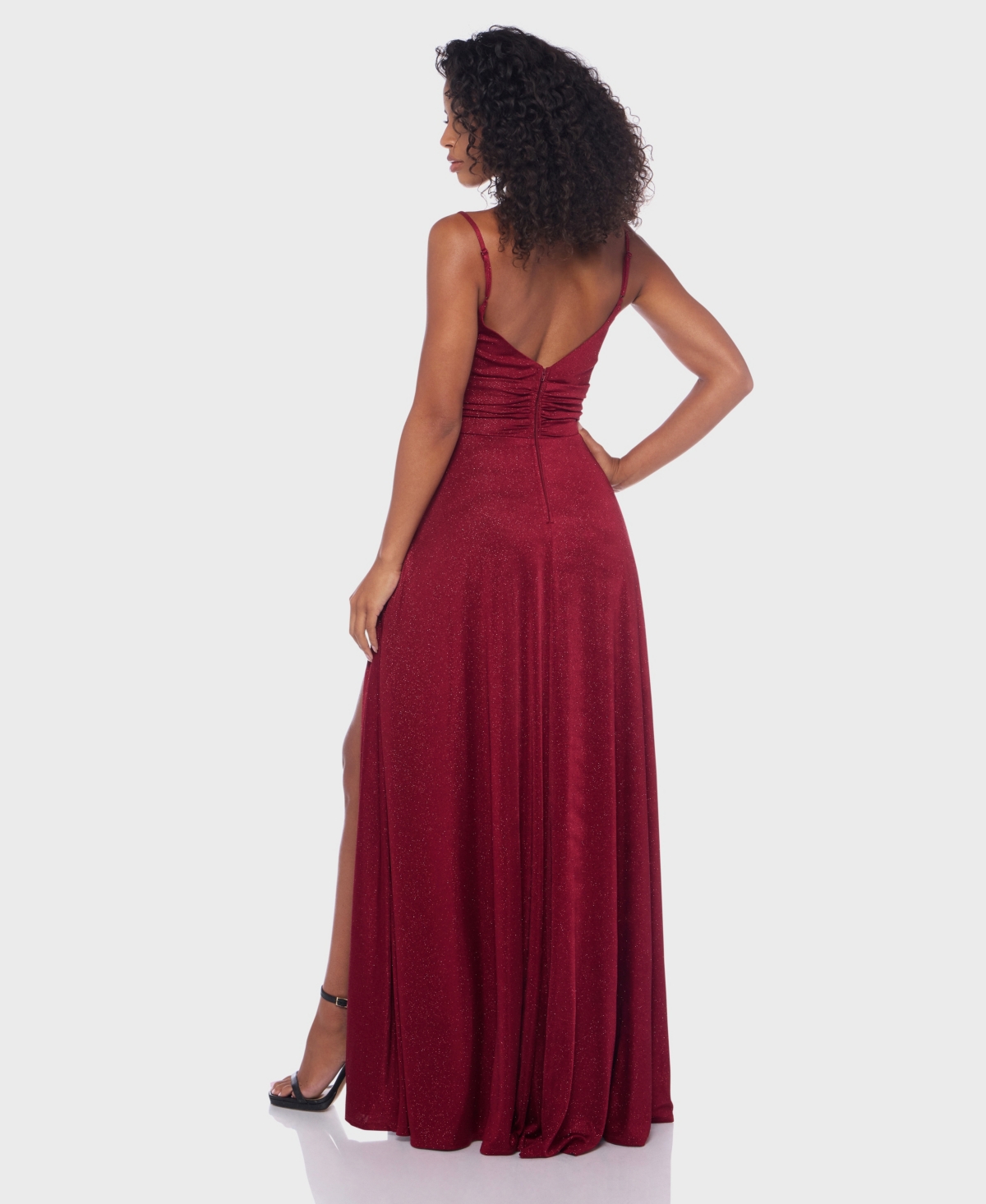 B Darlin Junior's Strapped V-neck Dress In Burgundy