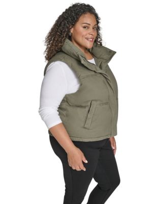 Plus Size Sleeveless Short Puffer Vest