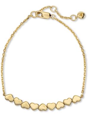 Sweet Heart Chain Bracelet in Gold Plated Sterling Silver, Adj 6.5/7.0/7.5 inch