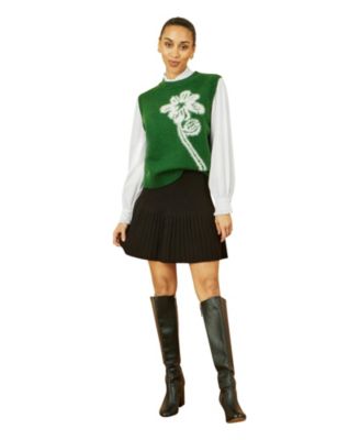 Women's Knitted Floral Sleeveless Sweater Vest